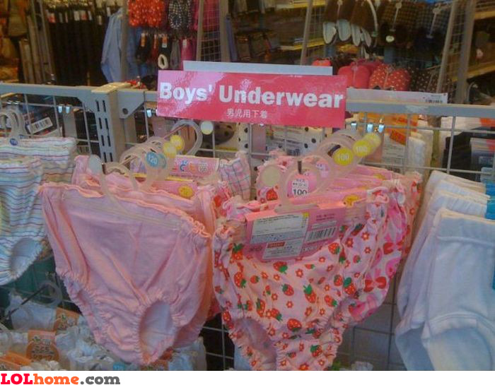 Boys' underwear. I think you may have gotten those tags mixed up